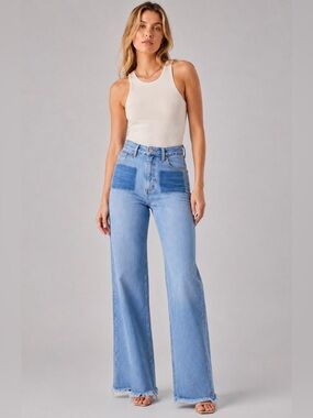 Seventy + Mochi Mabel Patch Pocket Wide Leg Jeans Rodeo Vintage W27 NWT